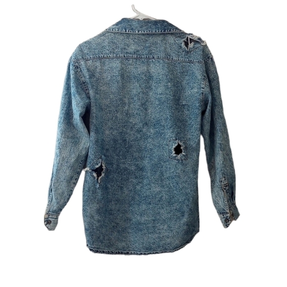 VTG Gitano Womens Jean Button Up Sz S Cotton Distressed Denim Jean Jacket Fall - Picture 2 of 7